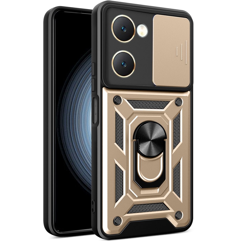 Vivo Y18 Kılıf Pars Lens Yüzüklü Silikon - Gold  Vivo Y18 Kılıf Pars Lens Yüzüklü Silikon - Gold