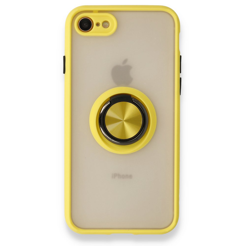  iPhone SE 2020 Kılıf Montreal Yüzüklü Silikon Kapak - Sarı