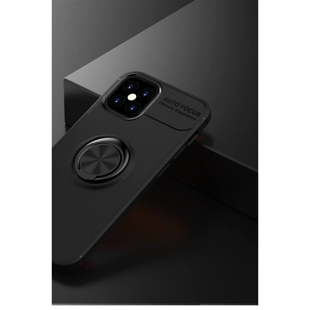 iPhone 12 Mini Kılıf Range Yüzüklü Silikon - Siyah  iPhone 12 Mini Kılıf Range Yüzüklü Silikon - Siyah