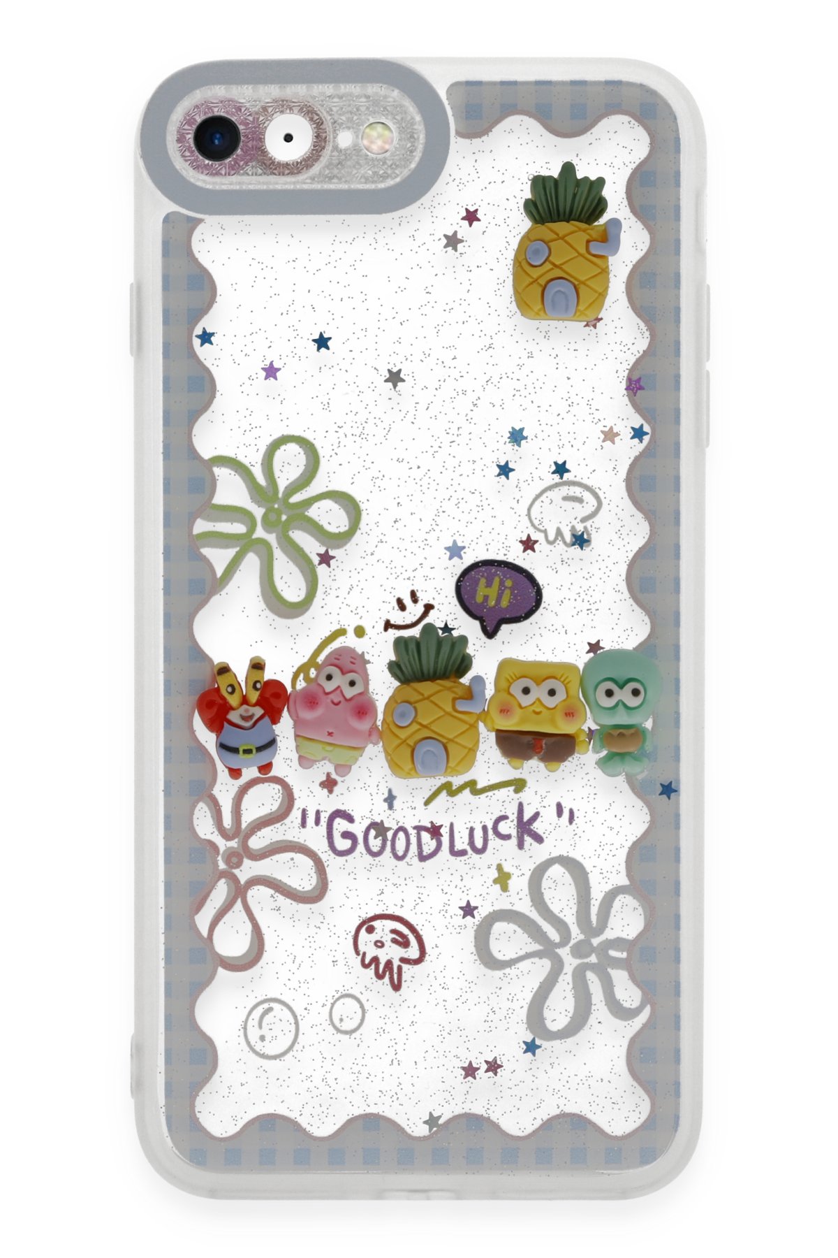  iPhone SE 2020 Kılıf Sweet Desenli Silikon Kapak - Açık Mavi