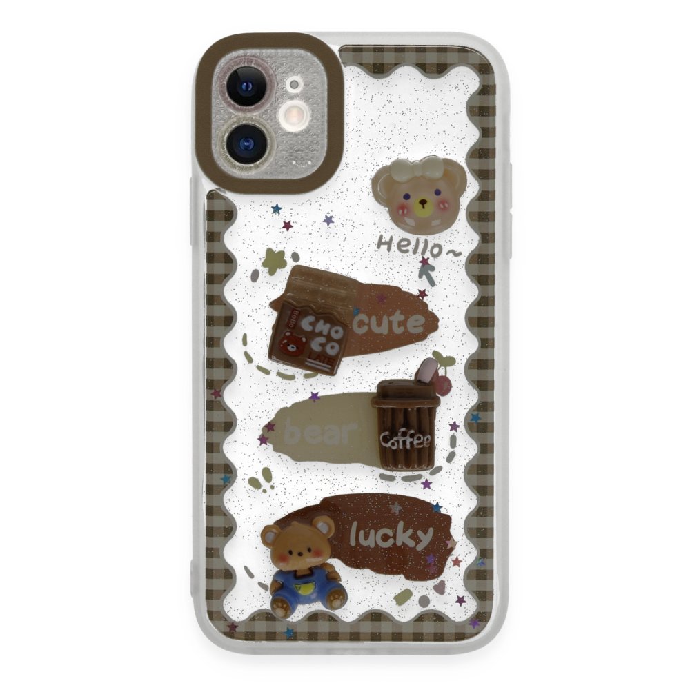  iPhone 11 Kılıf Sweet Desenli Silikon Kapak - Şeffaf