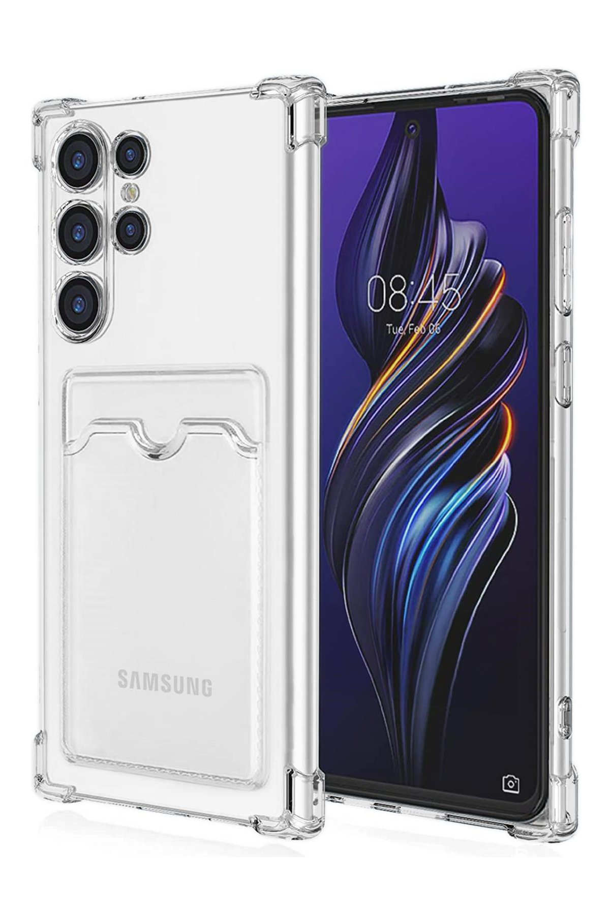  Samsung Galaxy S24 Ultra Kılıf Kart Şeffaf Silikon - Şeffaf
