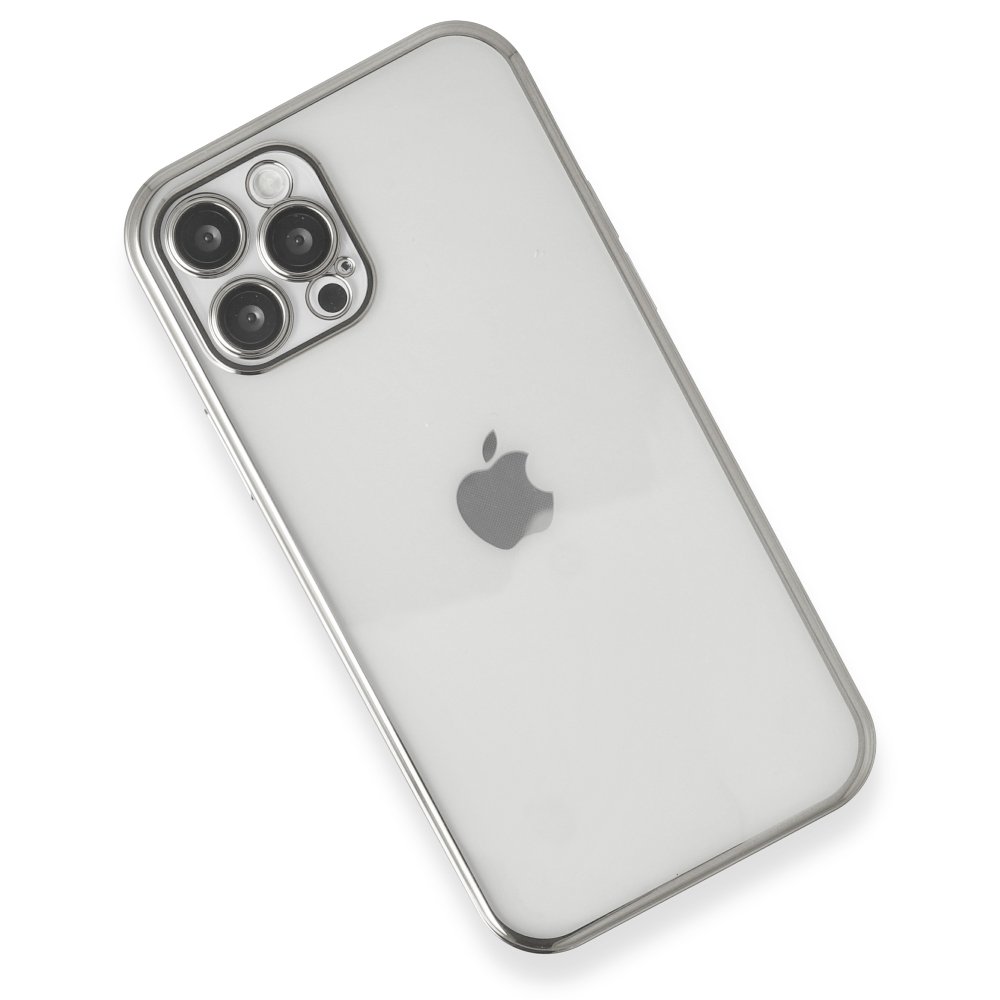  iPhone 12 Pro Max Kılıf Razer Lensli Silikon - Gümüş