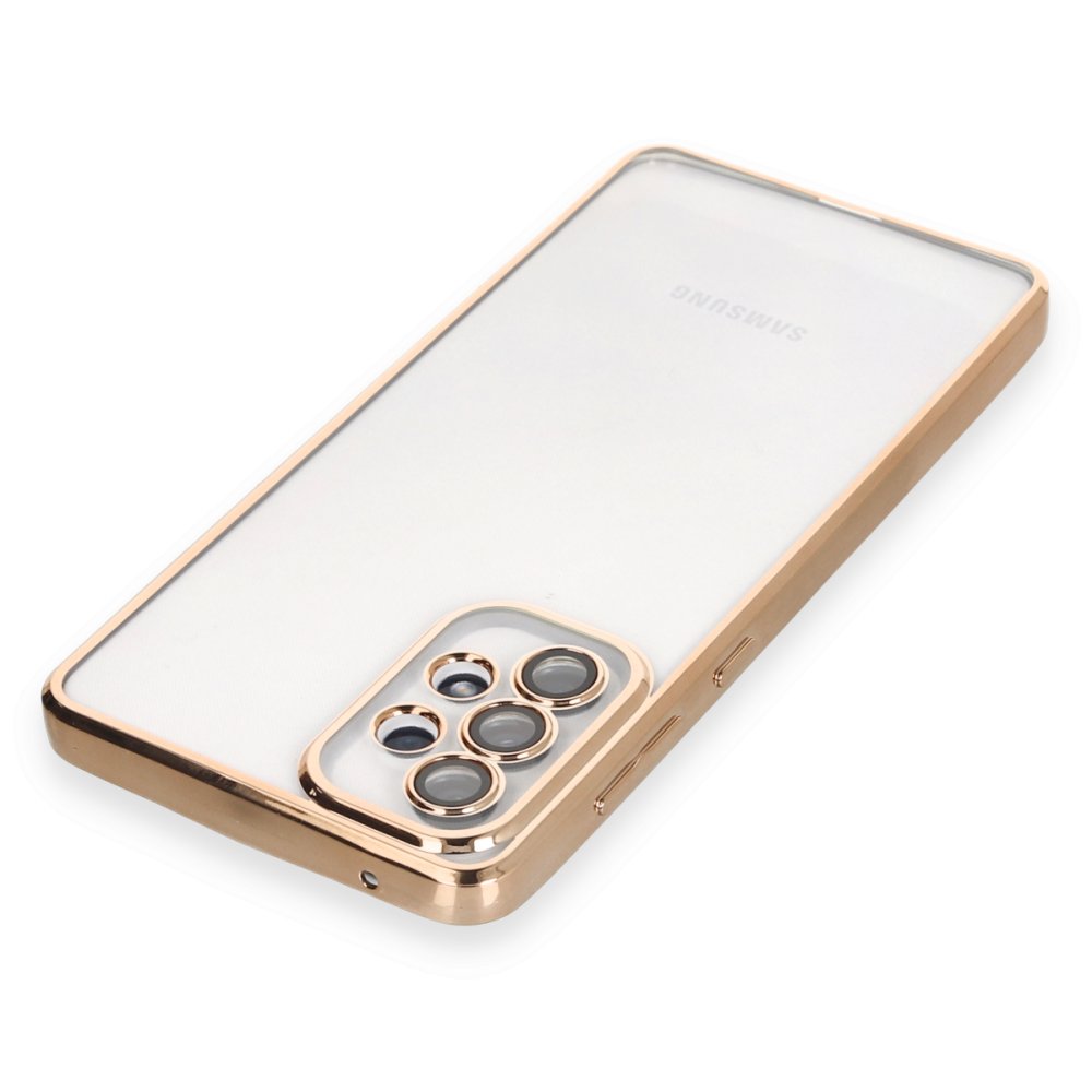  Samsung Galaxy A73 5G Kılıf Razer Lensli Silikon - Gold