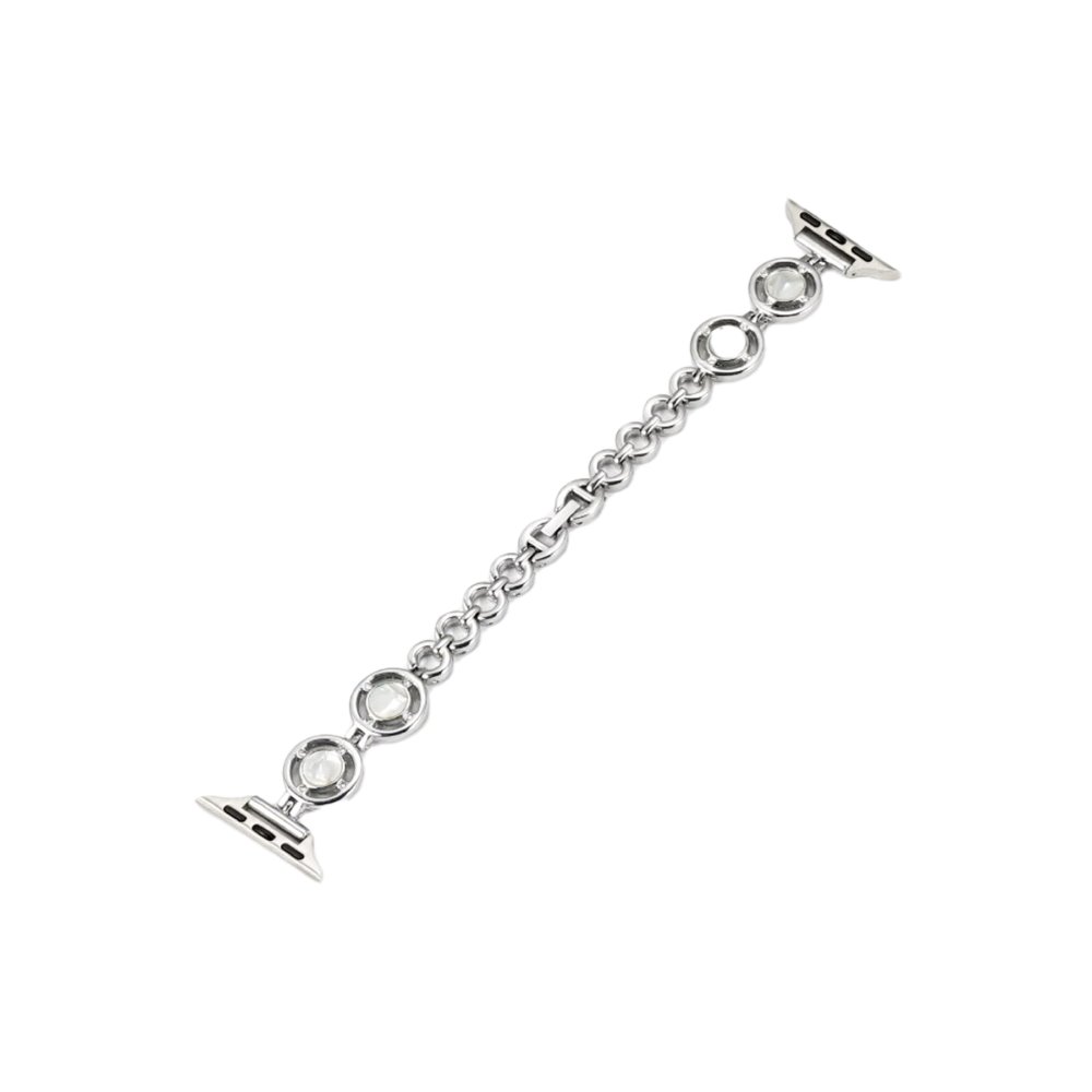  Apple Watch 40mm KR403 Metal Halhal Kordon - Gümüş-Beyaz