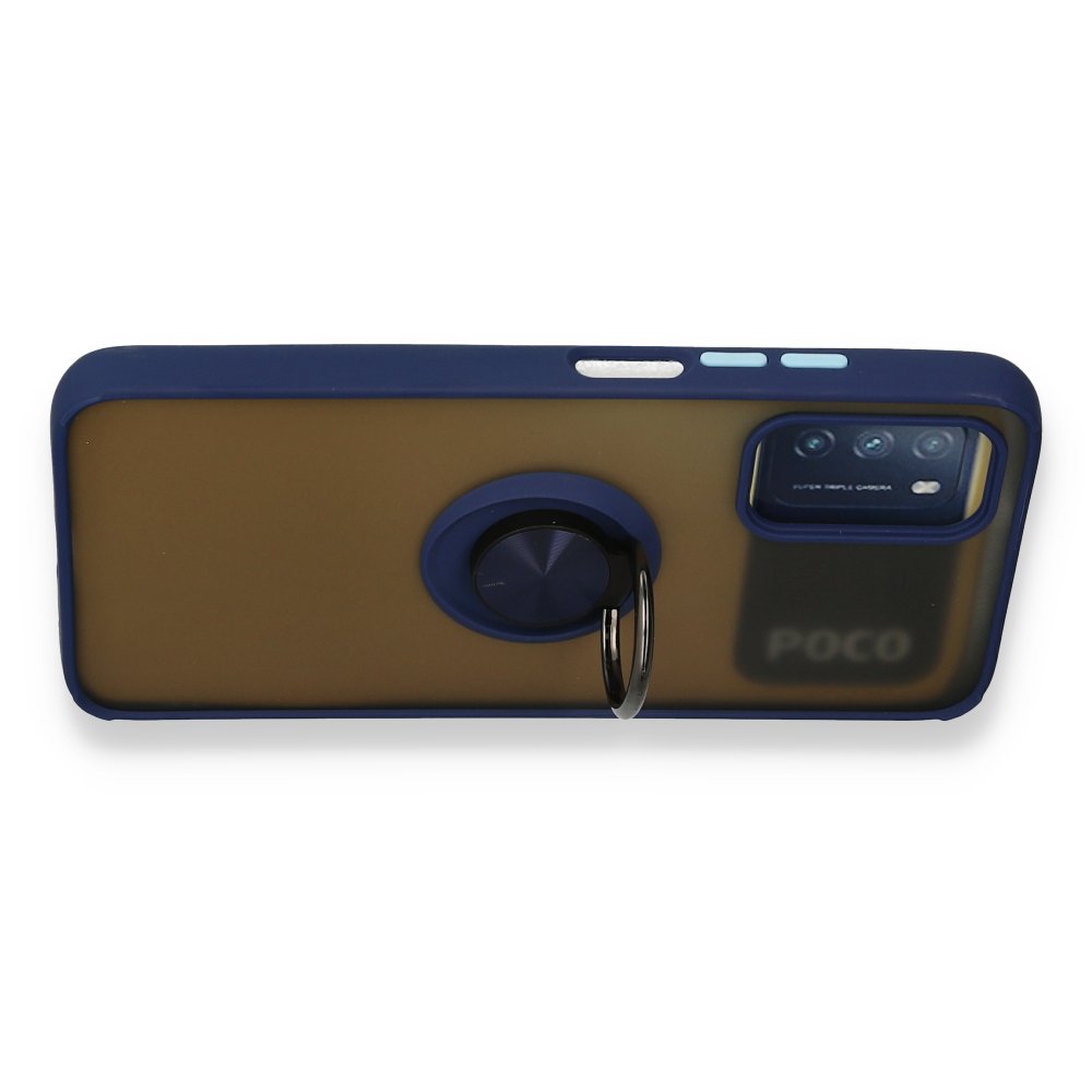 Redmi 9T Kılıf Montreal Yüzüklü Silikon Kapak - Lacivert