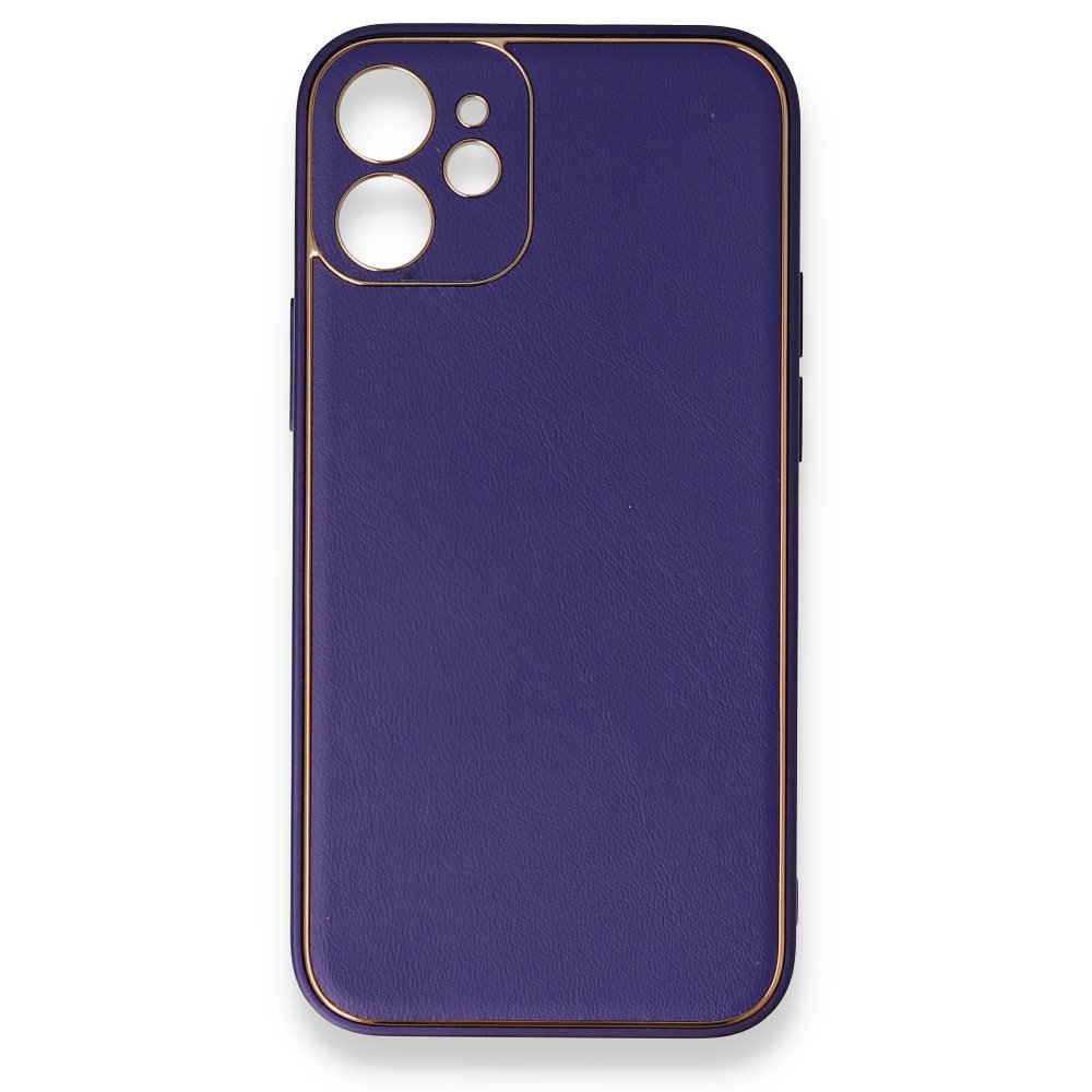  iPhone 12 Mini Kılıf Coco Deri Silikon Kapak - Mor