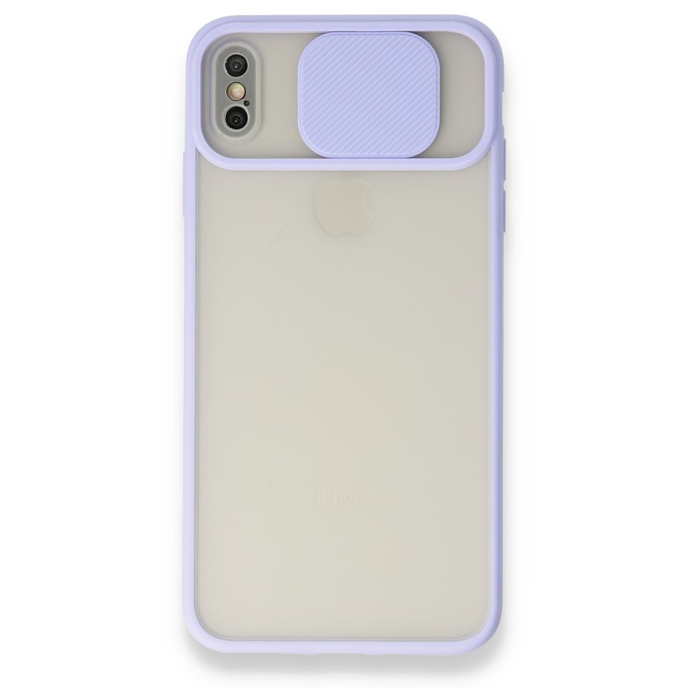  iPhone XS Max Kılıf Palm Buzlu Kamera Sürgülü Silikon - Lila