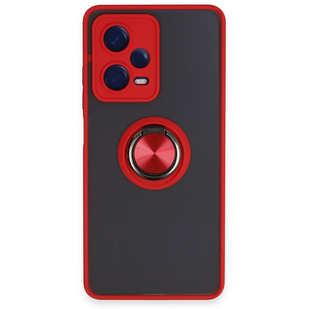  Xiaomi Poco X5 5G Kılıf Montreal Yüzüklü Silikon Kapak - Kırmızı
