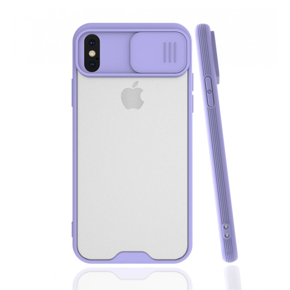 iPhone XS Kılıf Platin Kamera Koruma Silikon - Lila iPhone XS Kılıf Platin Kamera Koruma Silikon - Lila