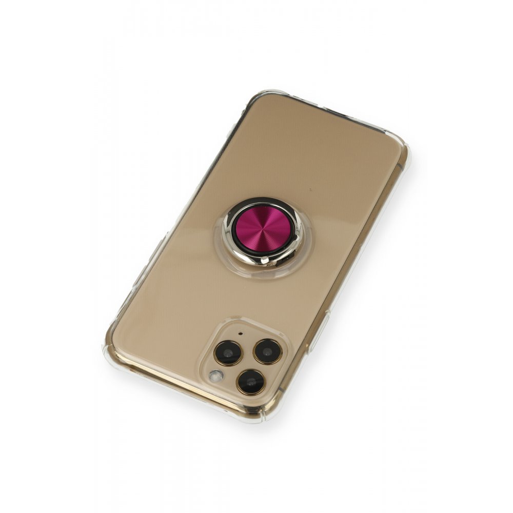 iPhone 11 Pro Max Kılıf Gros Yüzüklü Silikon - Pembe iPhone 11 Pro Max Kılıf Gros Yüzüklü Silikon - Pembe