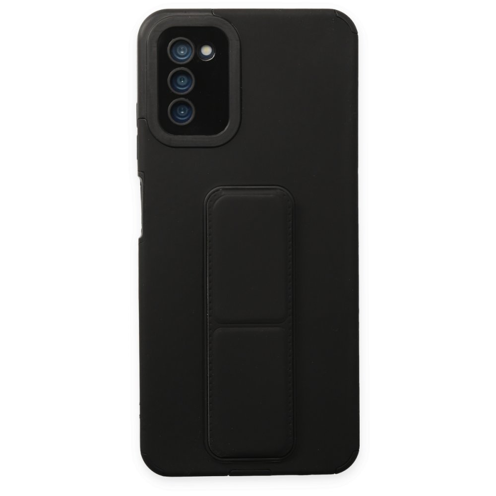  Samsung Galaxy A03S Kılıf Mega Standlı Silikon - Siyah