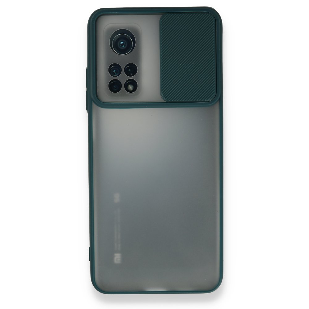 Xiaomi Mi 10T Pro Kılıf Palm Buzlu Kamera Sürgülü Silikon - Yeşil