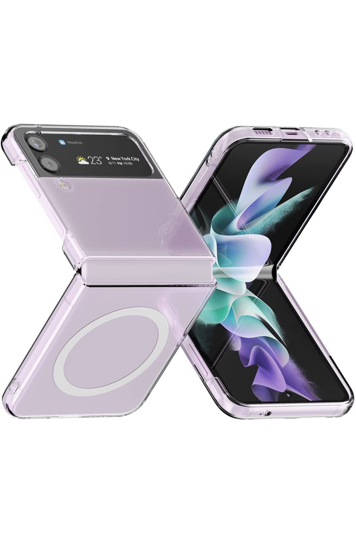  Samsung Galaxy Z Flip 4 Kılıf Magneticsafe Şeffaf Silikon - Şeffaf