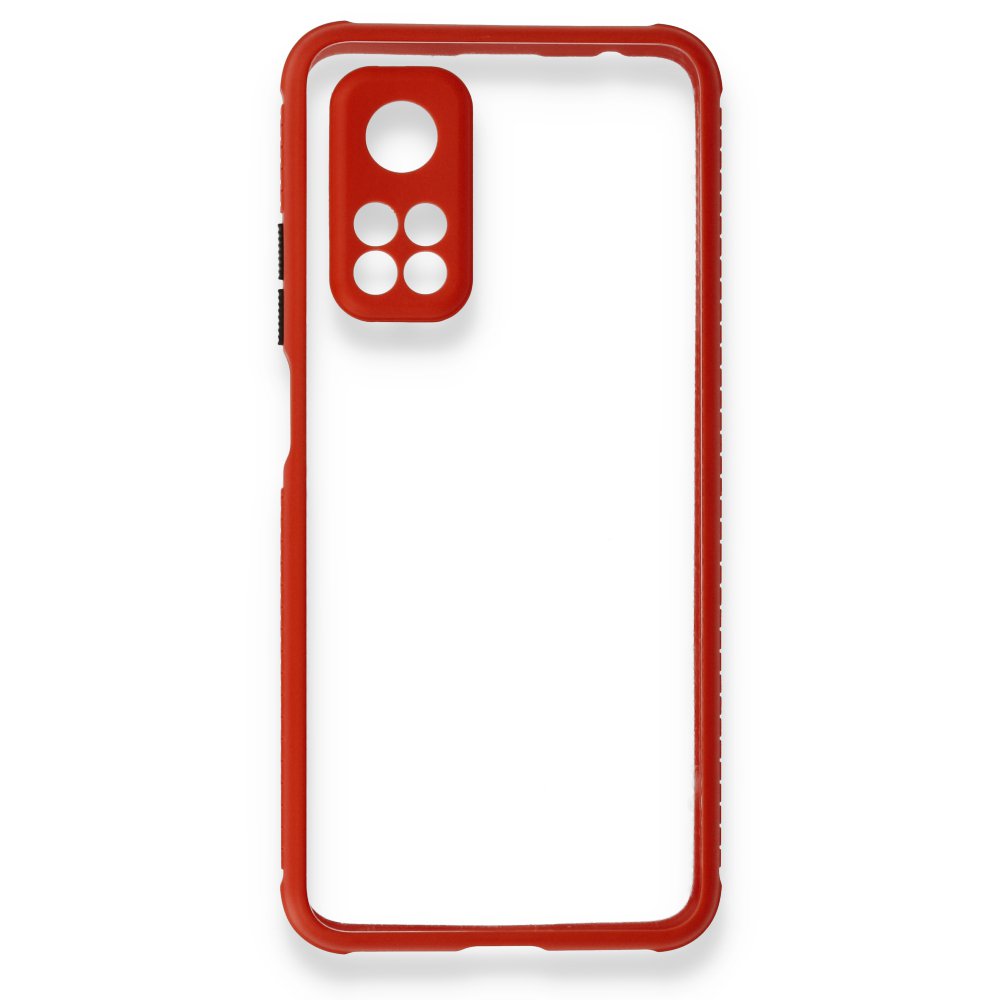  Xiaomi Mi 10T Kılıf Miami Şeffaf Silikon - Kırmızı
