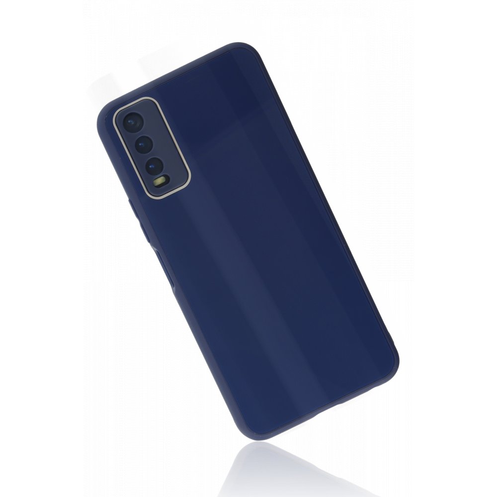  Vivo Y11S Kılıf Glass Kapak - Lacivert