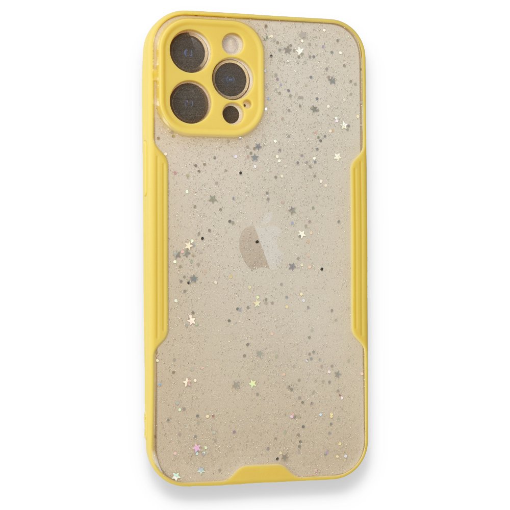  iPhone 12 Pro Max Kılıf Platin Simli Silikon - Sarı