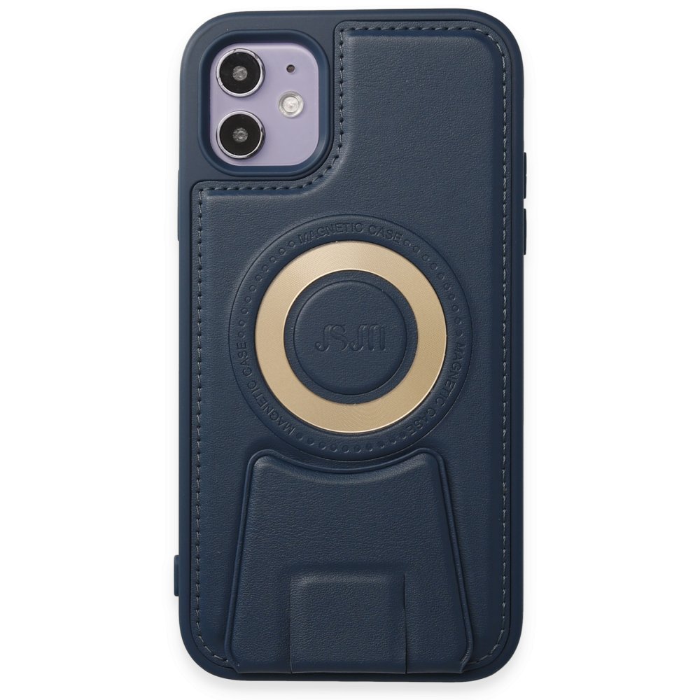  iPhone 11 Kılıf Merkür Magneticsafe Standlı Kapak - Lacivert