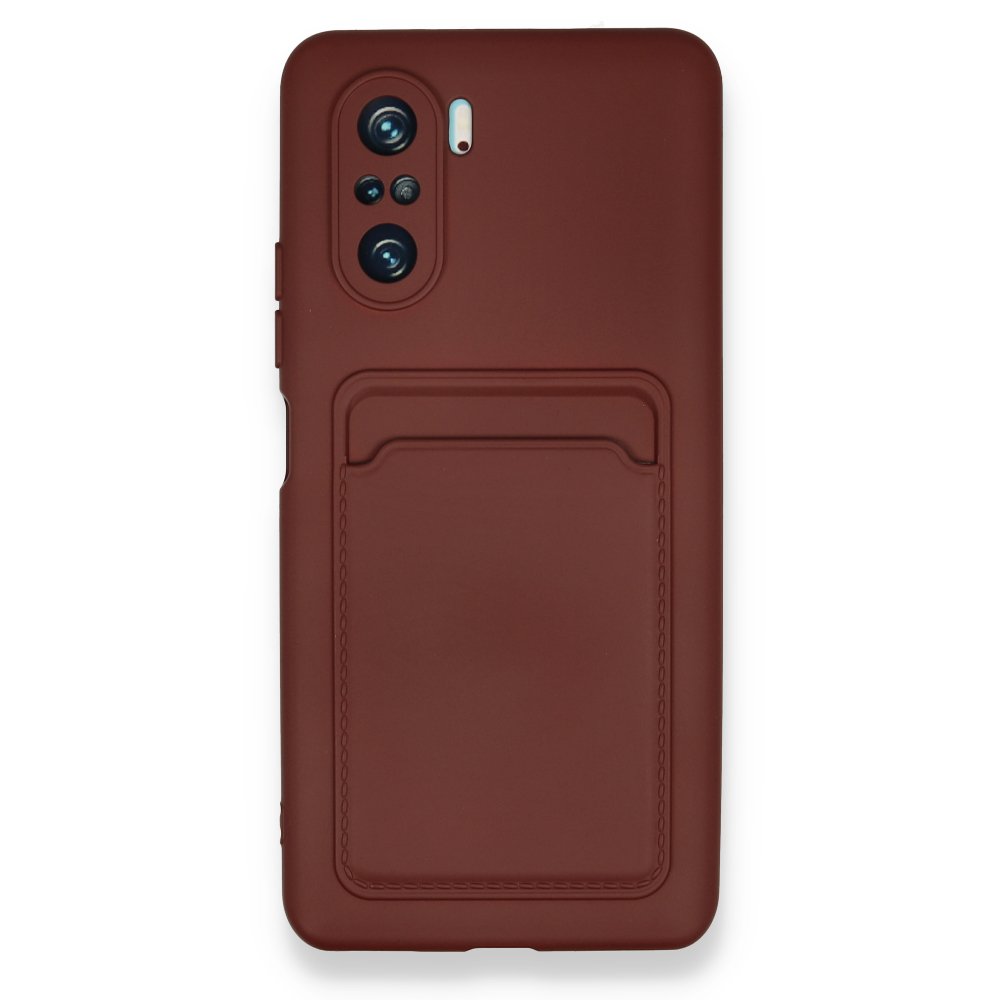  Xiaomi Poco F3 Kılıf Kelvin Kartvizitli Silikon - Bordo