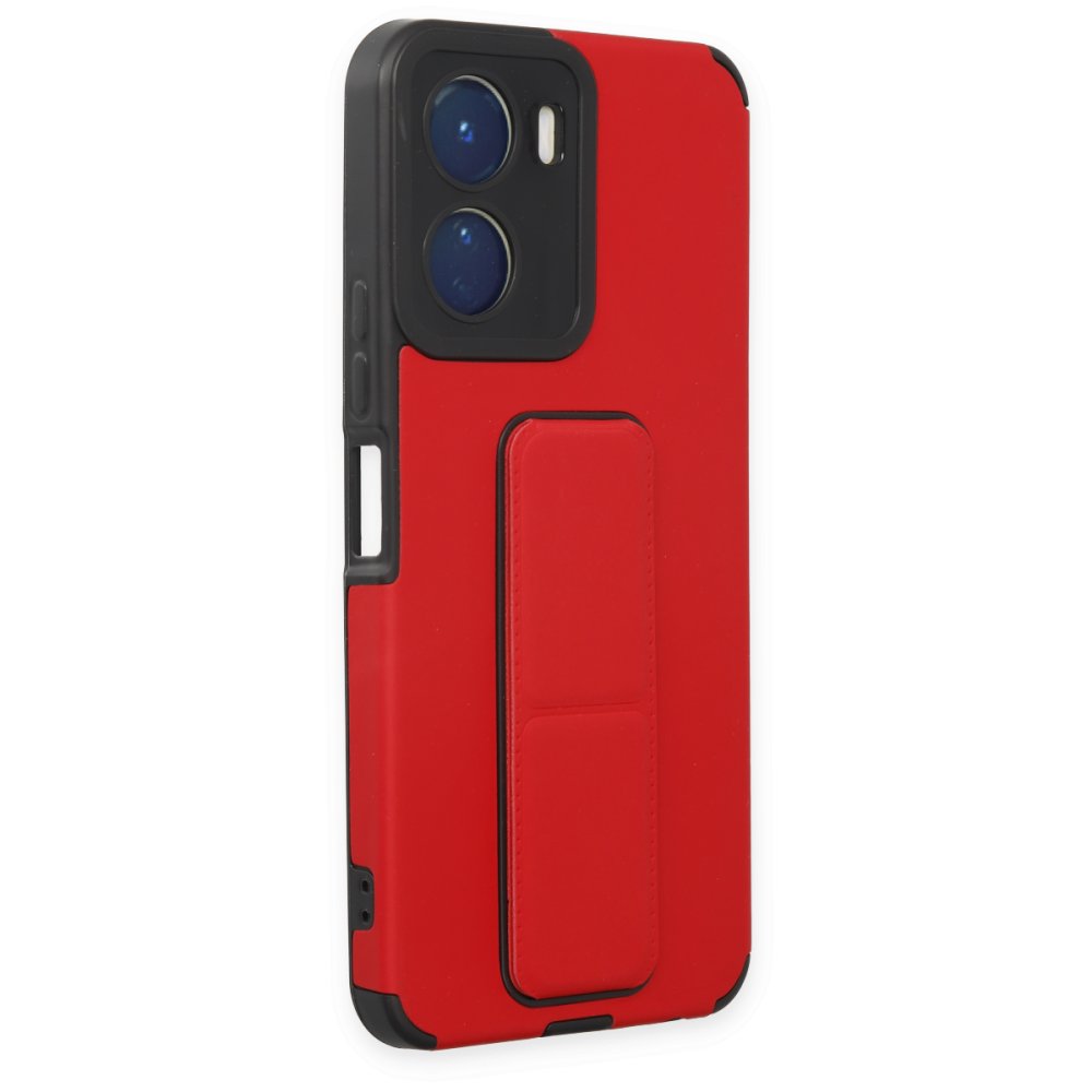 Vivo Y16 Kılıf Mega Standlı Silikon - Kırmızı Vivo Y16 Kılıf Mega Standlı Silikon - Kırmızı