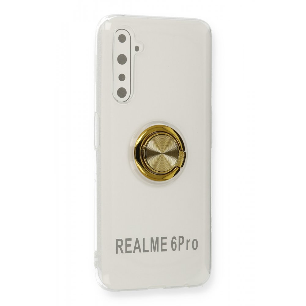 Realme 6 Pro Kılıf Gros Yüzüklü Silikon - Gold  Realme 6 Pro Kılıf Gros Yüzüklü Silikon - Gold