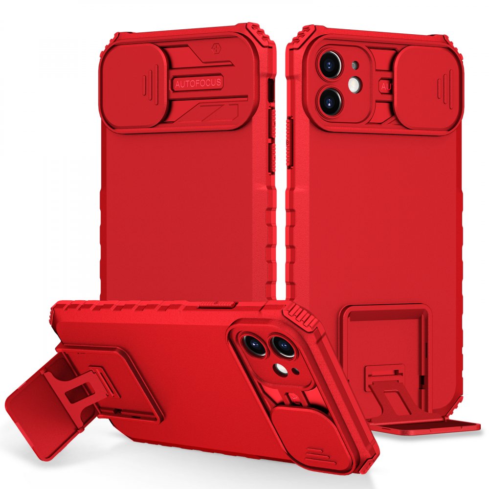 iPhone 11 Kılıf Walker Standlı Kapak - Kırmızı iPhone 11 Kılıf Walker Standlı Kapak - Kırmızı
