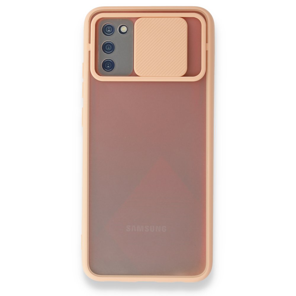  Samsung Galaxy A02S Kılıf Palm Buzlu Kamera Sürgülü Silikon - Pembe