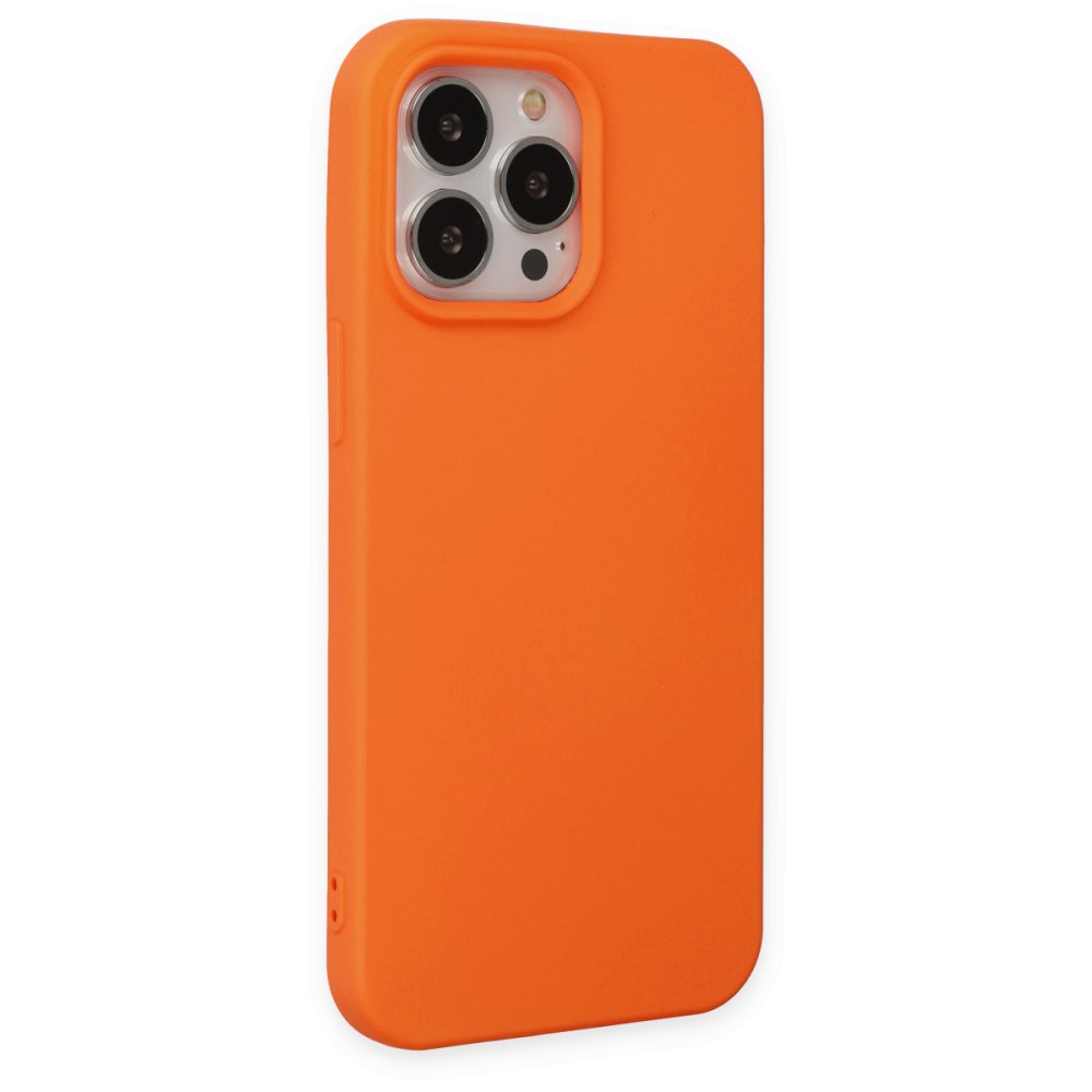  iPhone 15 Pro Kılıf Nano içi Kadife Silikon - Turuncu