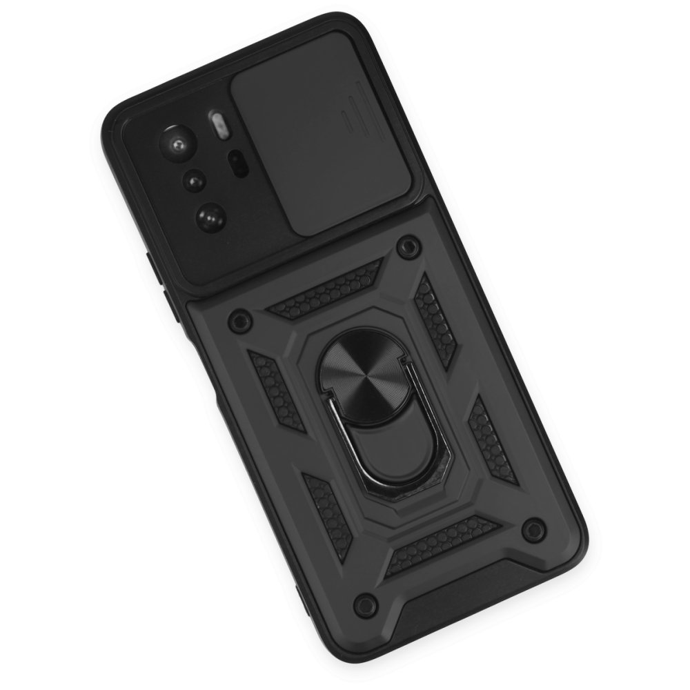  Xiaomi Poco X3 GT Kılıf Pars Lens Yüzüklü Silikon - Siyah