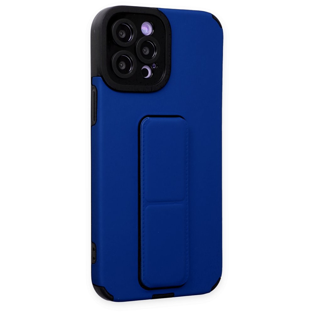  iPhone 12 Pro Max Kılıf Mega Standlı Silikon - Mavi