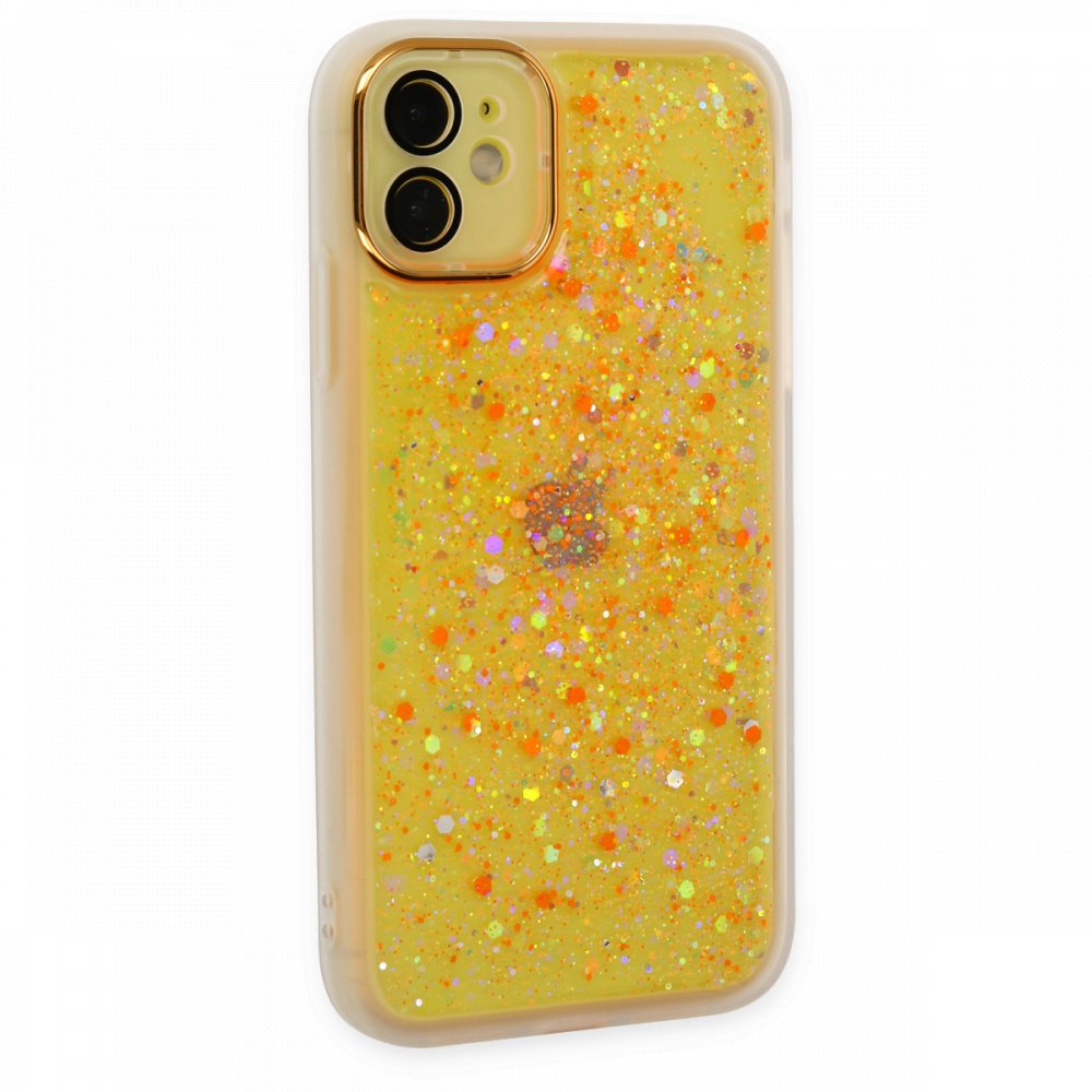  iPhone 12 Kılıf Neon Light Silikon - Turuncu