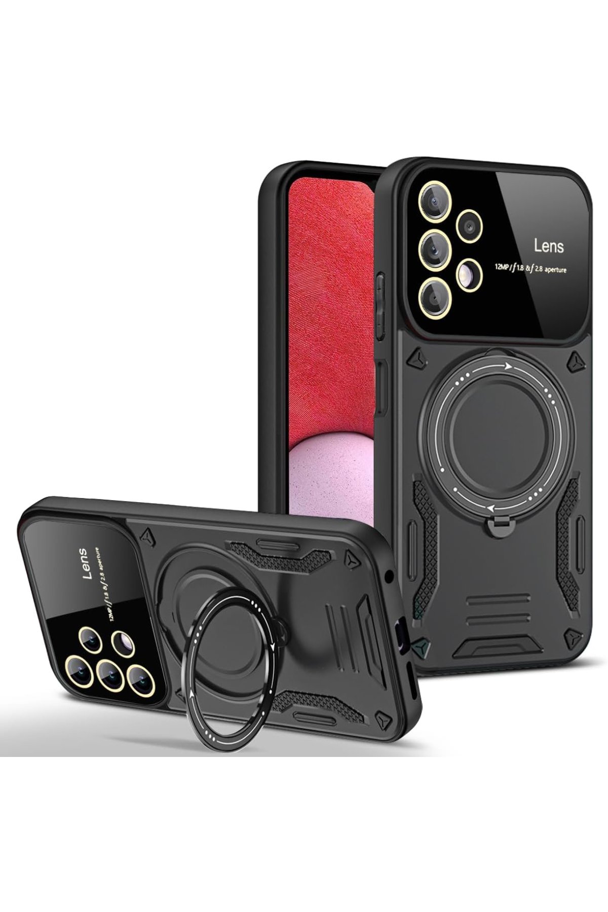  Samsung Galaxy A32 Kılıf Joy Lens Standlı Kapak - Siyah