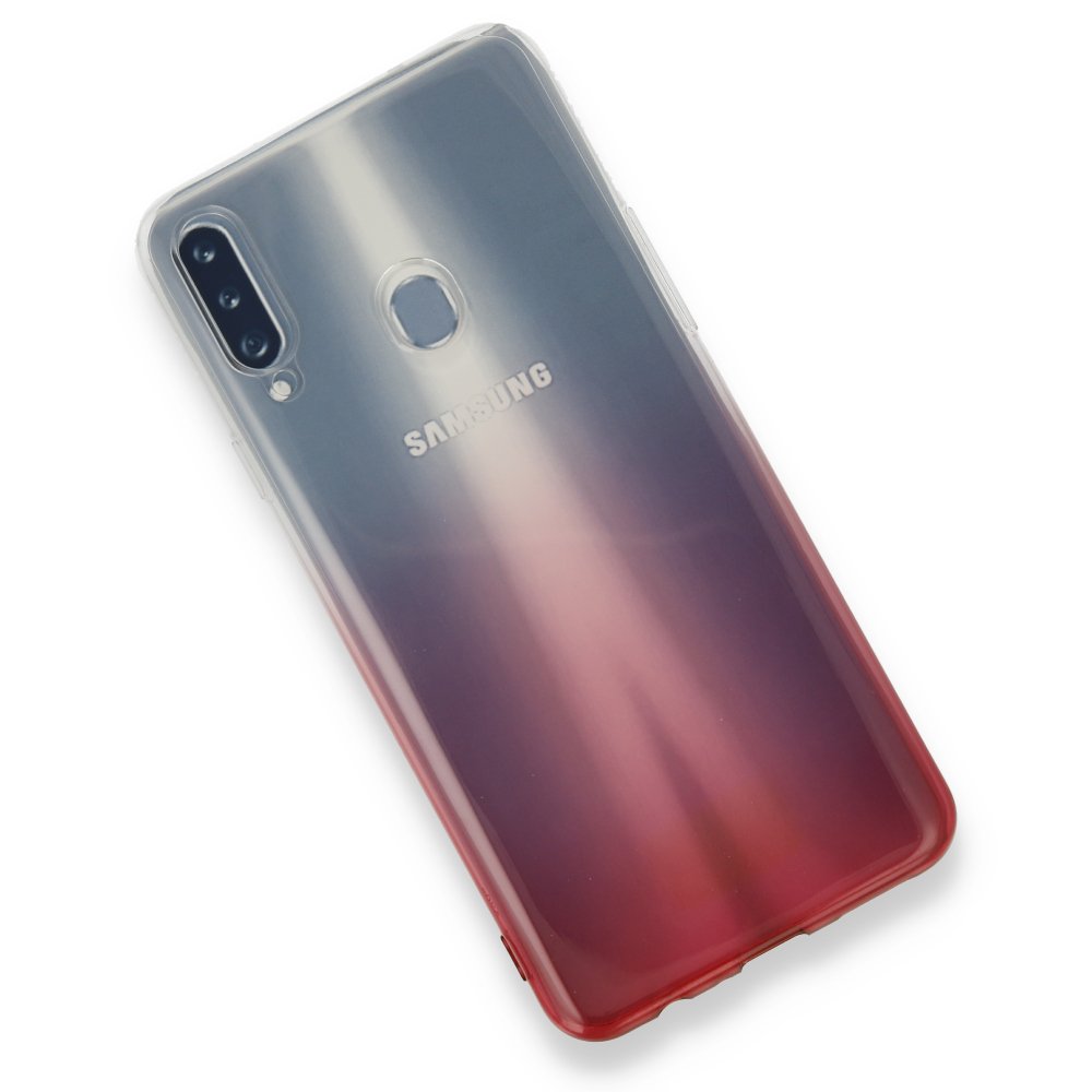 Samsung Galaxy A20S Kılıf Lüx Çift Renkli Silikon - Pembe