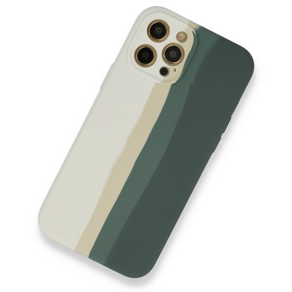  iPhone 12 Pro Kılıf Ebruli Lansman Silikon - Beyaz-Gri