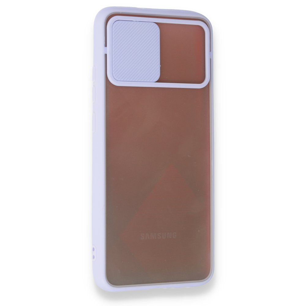  Samsung Galaxy A03S Kılıf Palm Buzlu Kamera Sürgülü Silikon - Lila