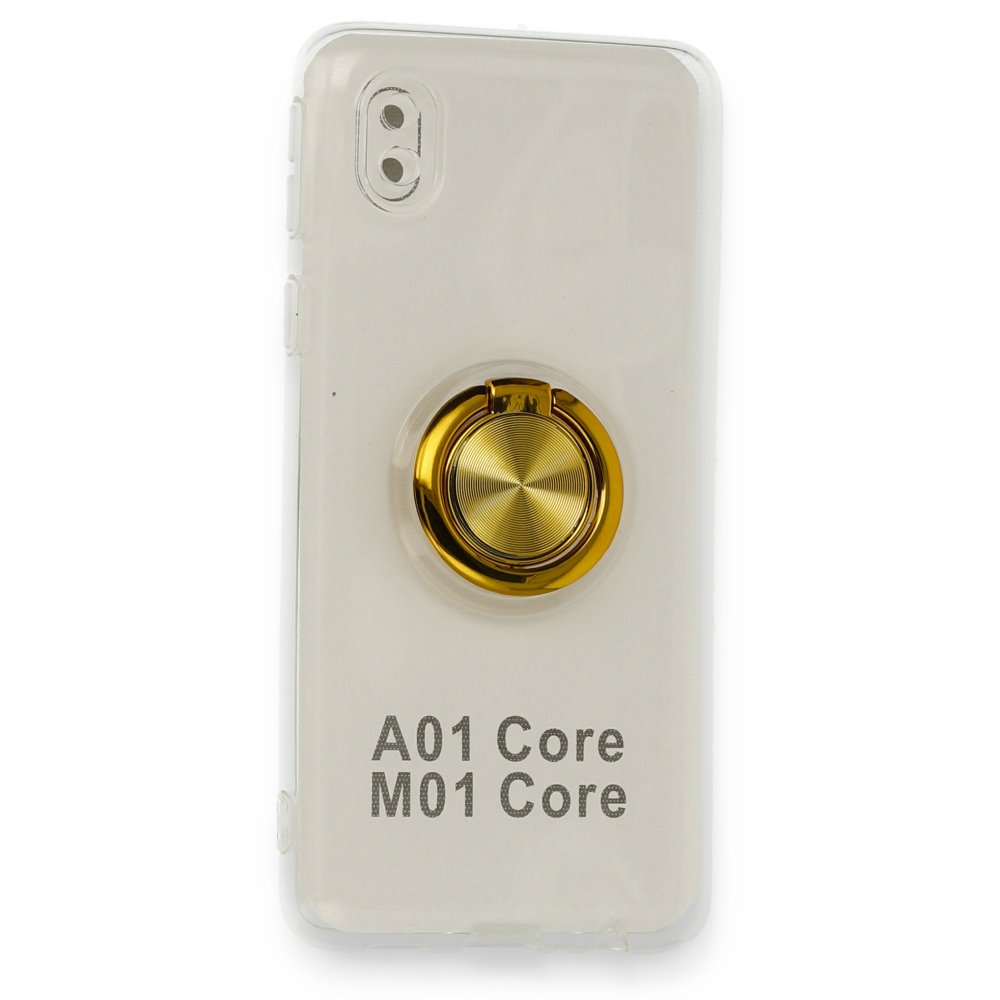  Samsung Galaxy A01 Core Kılıf Gros Yüzüklü Silikon - Gold