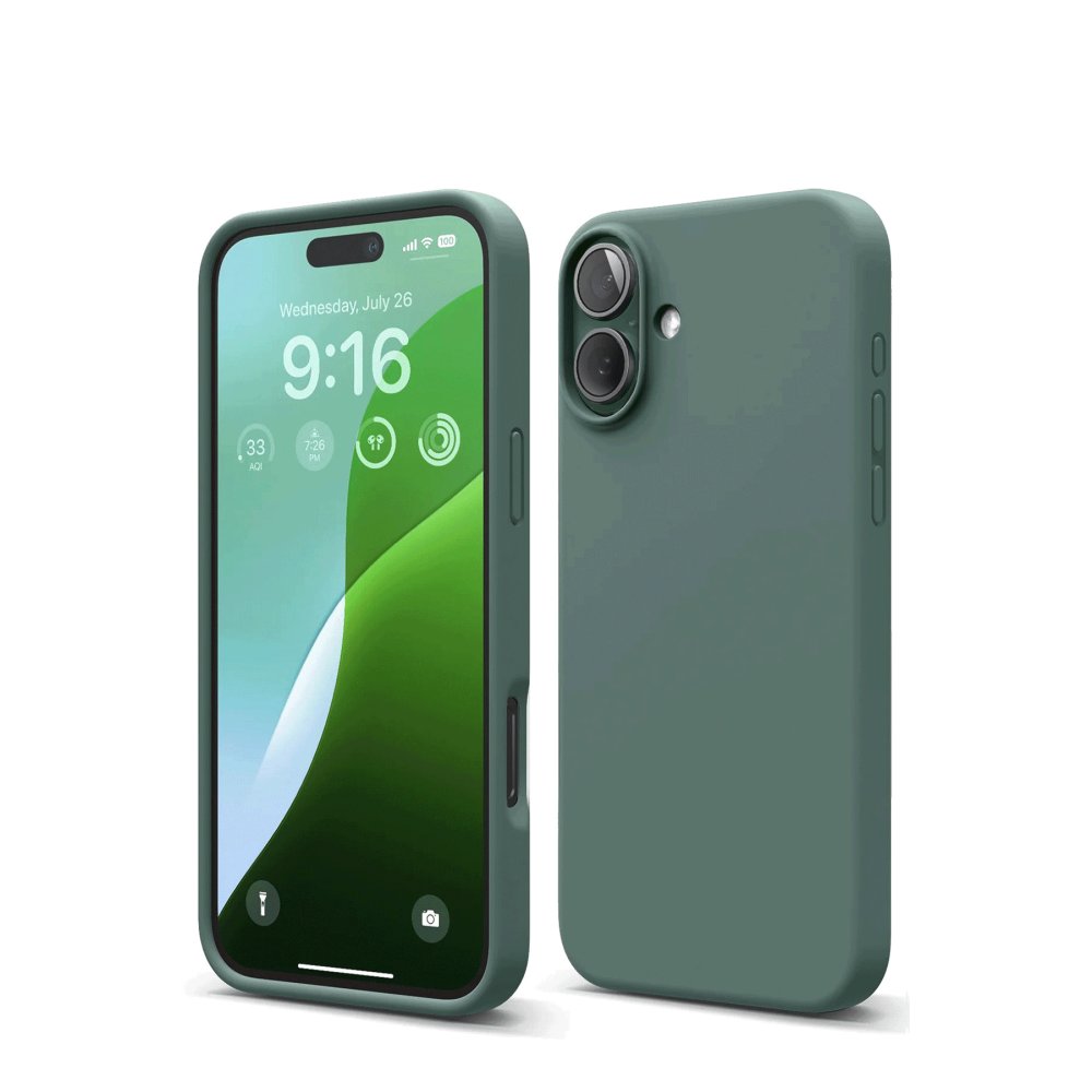 iPhone 16 Kılıf Nano içi Kadife Silikon - Koyu Yeşil  iPhone 16 Kılıf Nano içi Kadife Silikon - Koyu Yeşil