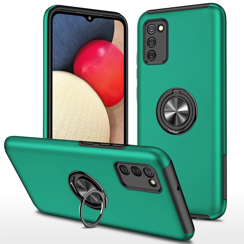  Samsung Galaxy A02S Kılıf Elit Yüzüklü Kapak - Yeşil