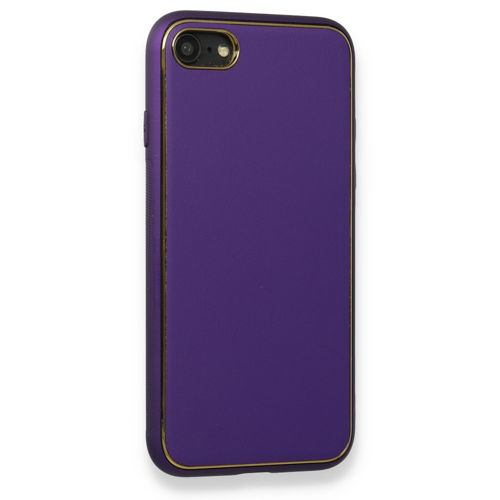  iPhone 7 Kılıf Coco Deri Silikon Kapak - Mor