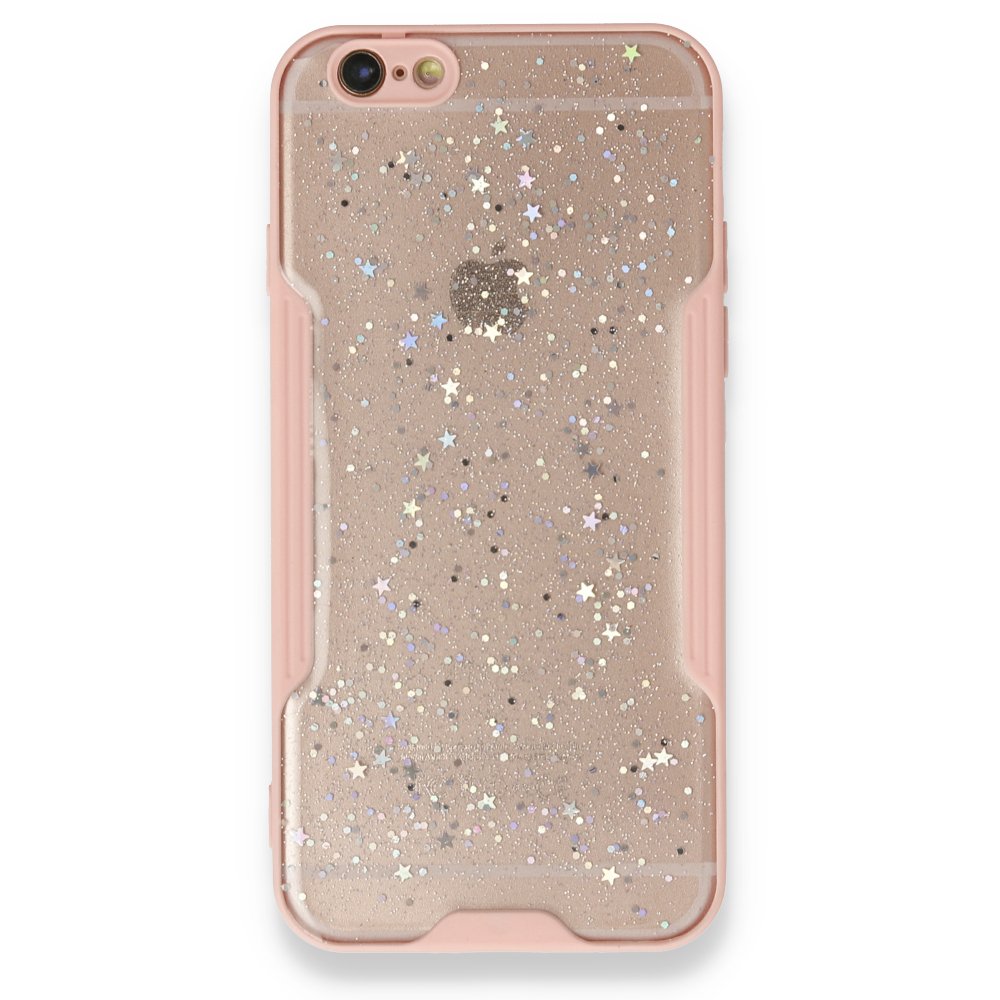  iPhone 6 Kılıf Platin Simli Silikon - Pembe