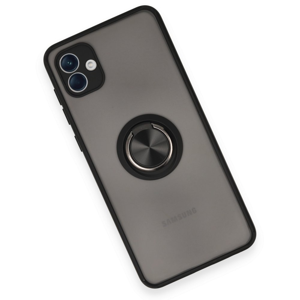  Samsung Galaxy A04 Kılıf Montreal Yüzüklü Silikon Kapak - Siyah