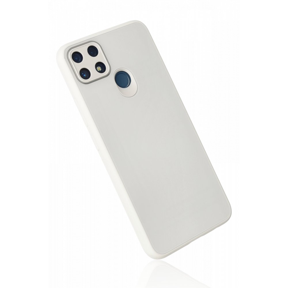  Realme C25s Kılıf Glass Kapak - Beyaz