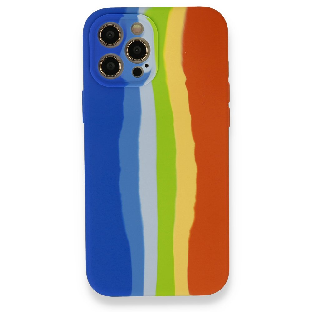 iPhone 12 Pro Kılıf Ebruli Lansman Silikon - Mavi-Turuncu iPhone 12 Pro Kılıf Ebruli Lansman Silikon - Mavi-Turuncu