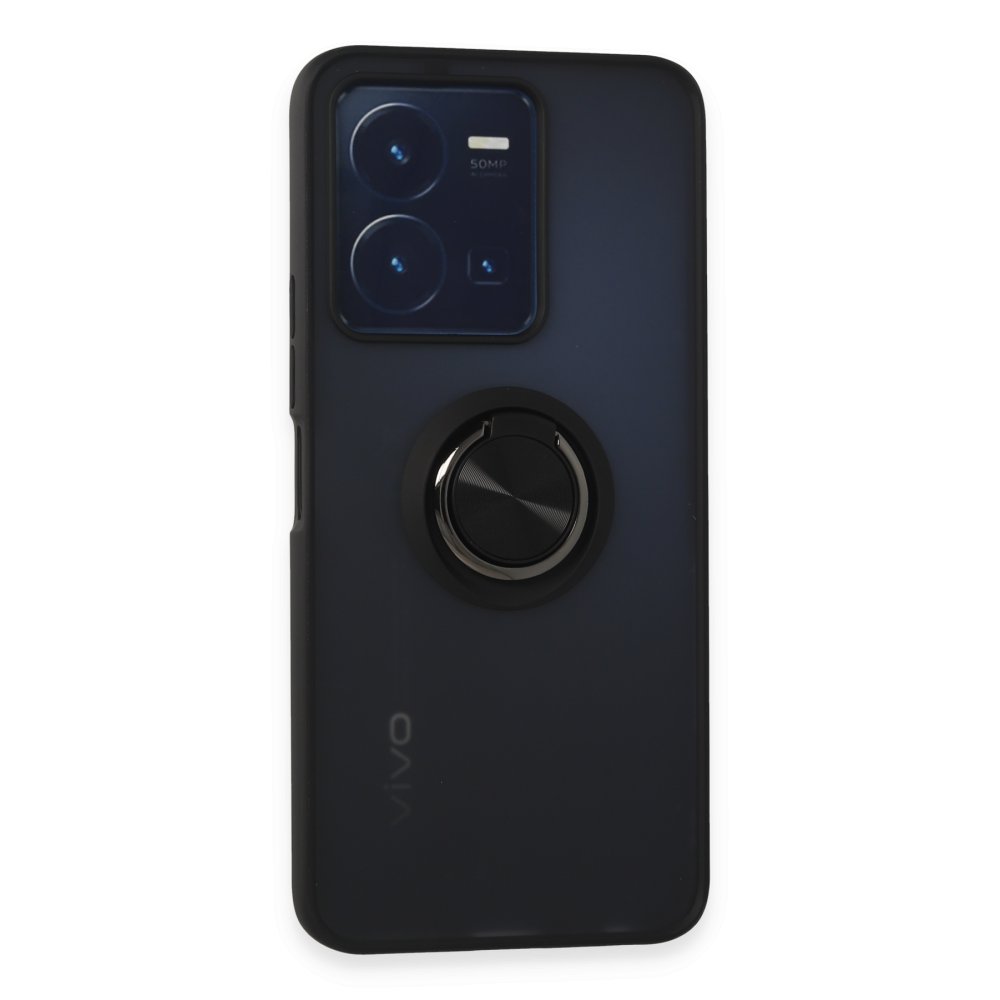 Vivo Y22S Kılıf Montreal Yüzüklü Silikon Kapak - Siyah Vivo Y22S Kılıf Montreal Yüzüklü Silikon Kapak - Siyah