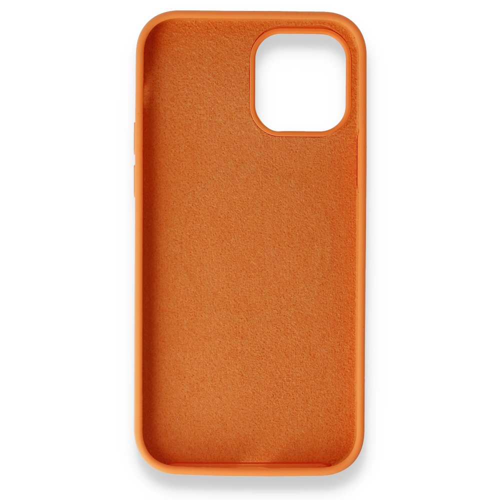  iPhone 12 Kılıf Magneticsafe Lansman Silikon Kapak - Koyu Turuncu