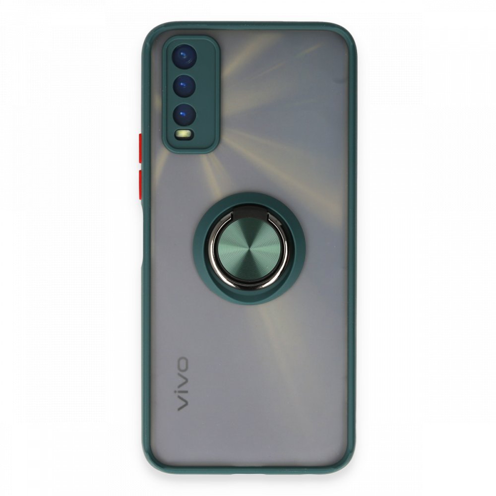  Vivo Y11S Kılıf Montreal Yüzüklü Silikon Kapak - Yeşil