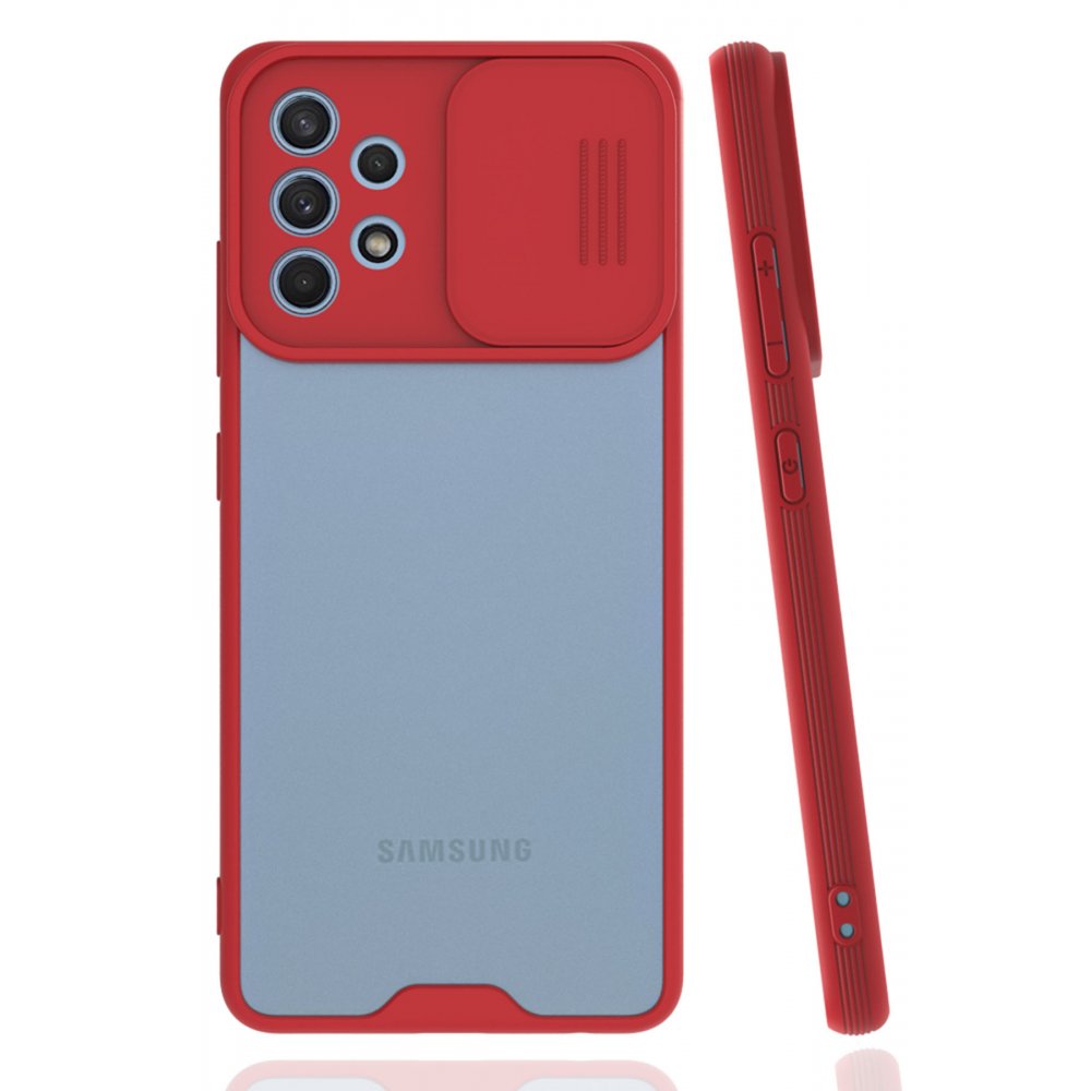  Samsung Galaxy A32 Kılıf Platin Kamera Koruma Silikon - Kırmızı