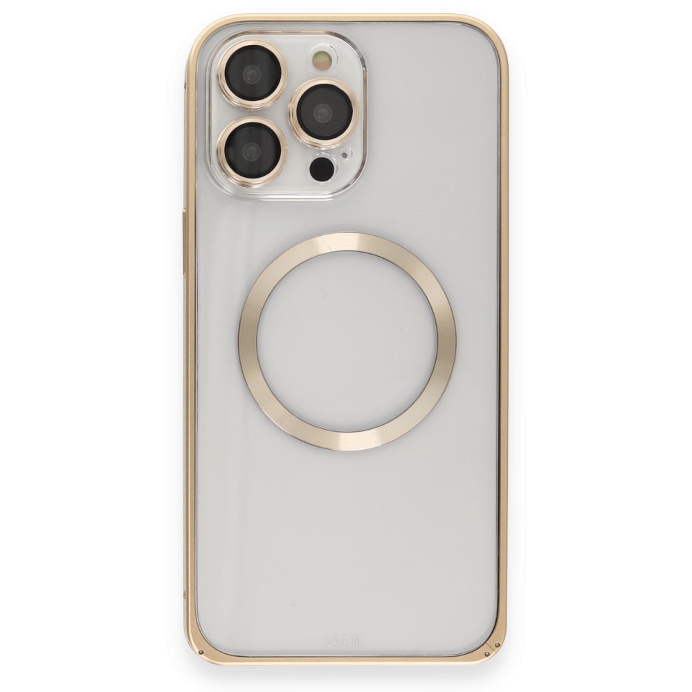 Joko iPhone 14 Pro Kılıf Metal Bumper Magneticsafe Kapak - Gold Joko iPhone 14 Pro Kılıf Metal Bumper Magneticsafe Kapak - Gold