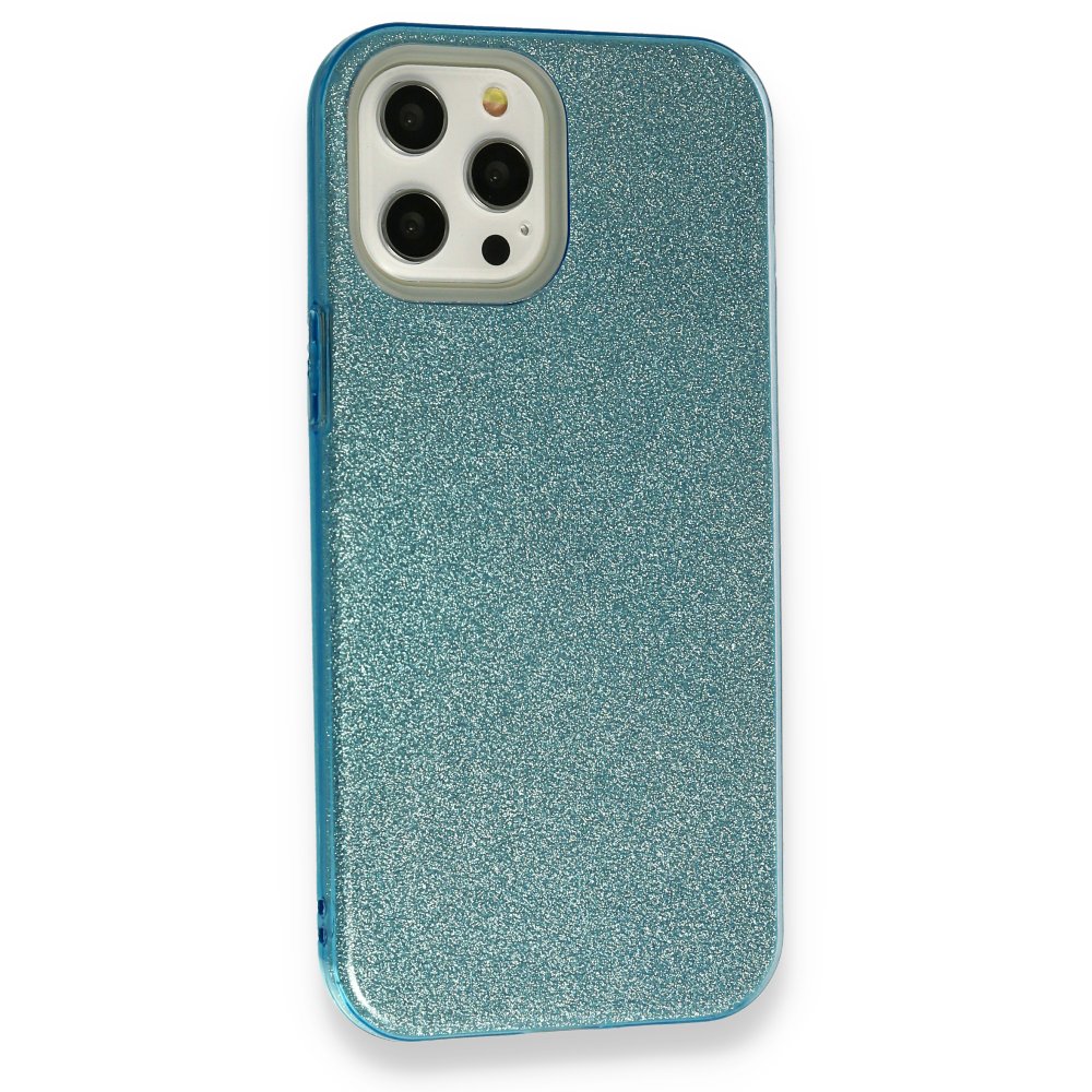  iPhone 12 Pro Max Kılıf Simli Katmanlı Silikon - Turkuaz