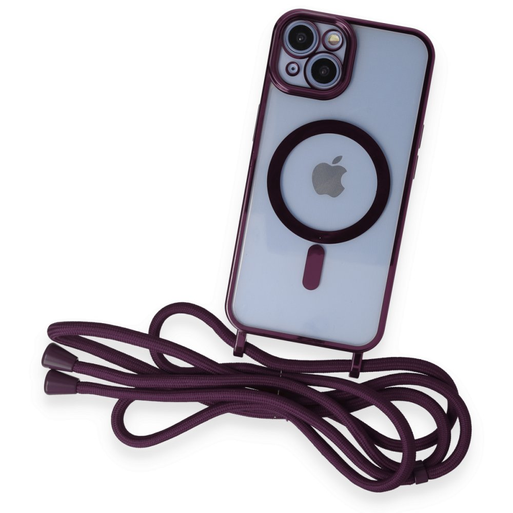iPhone 14 Kılıf Divo Lazer Askılı Magsafe Kapak - Derin Mor iPhone 14 Kılıf Divo Lazer Askılı Magsafe Kapak - Derin Mor